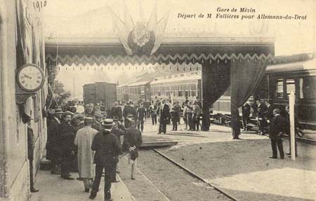 Visite du prsident Fallires  Allemans du Dropt - Dpart de la gare de Mzin (127 J 663)