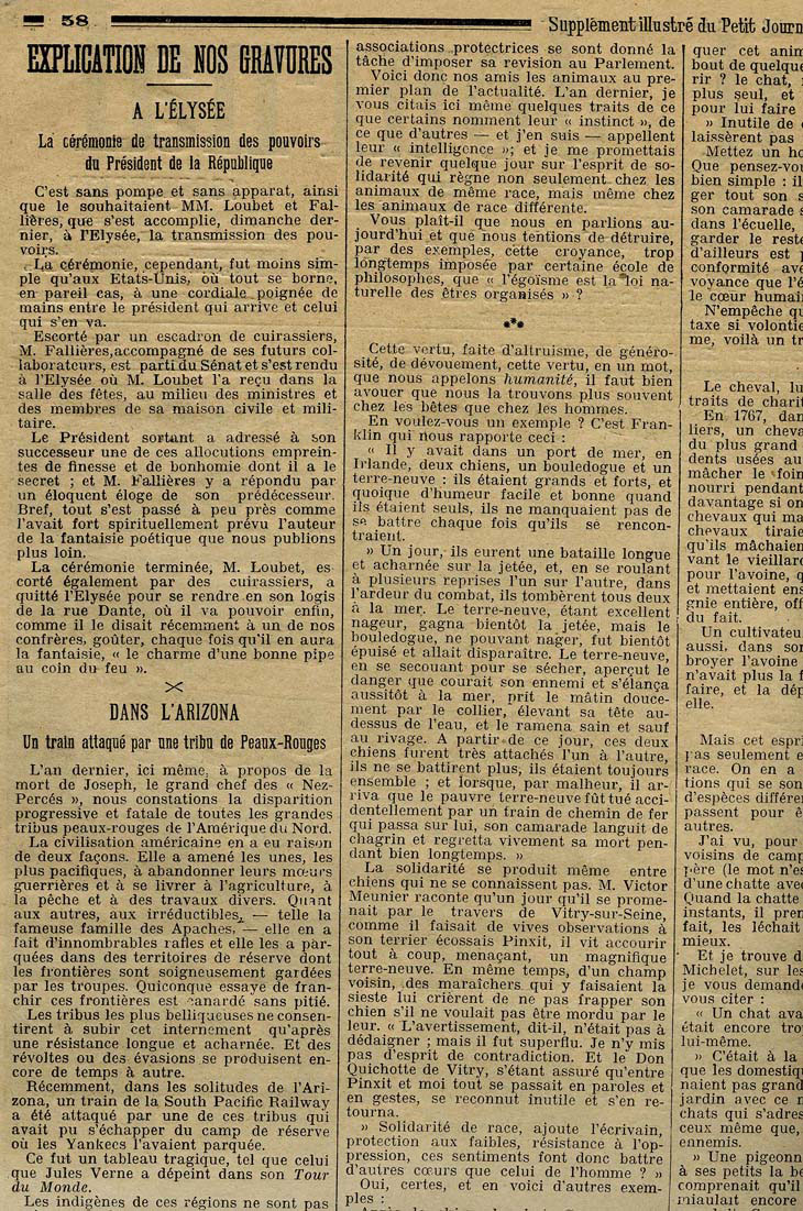 La transmission des pouvoirs, supplment du Petit Journal, 25 fv. 1906 (1 J 944)