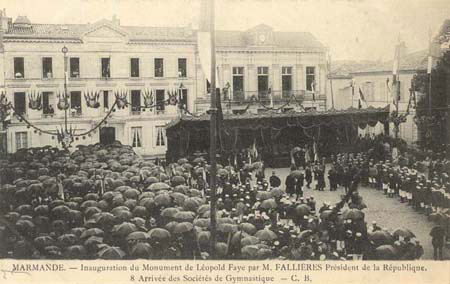 Visite du prsident Fallires en Lot-et-Garonne en 1909 - Marmande, arrive des socits de gymnastique (127 J 638)