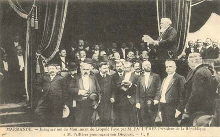 Visite du prsidFallires en Lot-et-Garonne en 1909 - Marmandeande, le prsident prononant son discours (127 J 632)