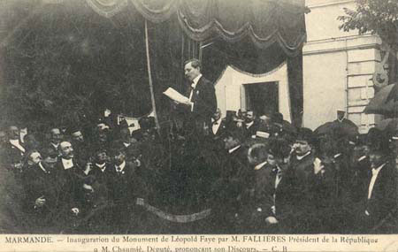 Visite du prsidFallires en Lot-et-Garonne en 1909 - Marmandeande, le dput chaumi prononant son discours (127 J 639)