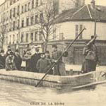Le prsident Fallires en chaland sur la Seine en crue, 1910 (127 J 283)  - Agrandir l'image