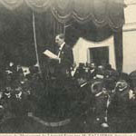Visite du prsident Fallires en Lot-et-Garonne en 1909 - Marmande, le dput chaumi prononant son discours (127 J 639)  - Agrandir l'image
