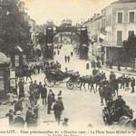 Voyages en Lot-et-Garonne - Villeneuve-sur-Lot, 1907 - Place Saint-Michel et cours Victor-Hugo avant les ftes (127 J 647)  - Agrandir l'image